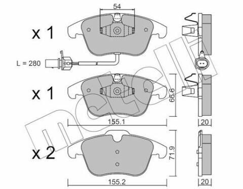 Колодки тормозные (передние) Audi A4 07-18/Audi A5 07-/Audi Q5 12-17 (+датчик)