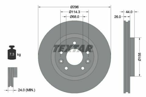 Диск тормозной (передний) Nissan Qashqai II/X-trail 13-/ Leaf 14-/ Renault Kadjar 13- (296x26) PRO