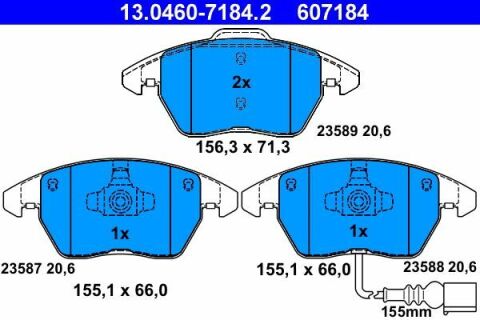 Колодки гальмівні (передні) VW Caddy/Golf/Jetta/Passat/Touran/Skoda Fabia/Octavia 03- (вушка вниз)