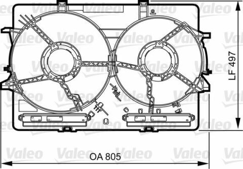 Вентилятор радіатора Audi A4/A5/A6/A7/Q3/Q5 07-18 (з дифузором)