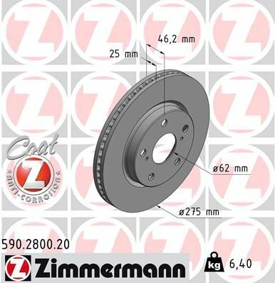 Диск тормозной (передний) Toyota Rav4 2.0/2.2D/2.4/2.5 06- (275x25)