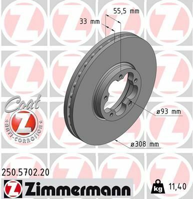 Диск тормозной (передний) Ford Transit 13-(RWD) (308х33)