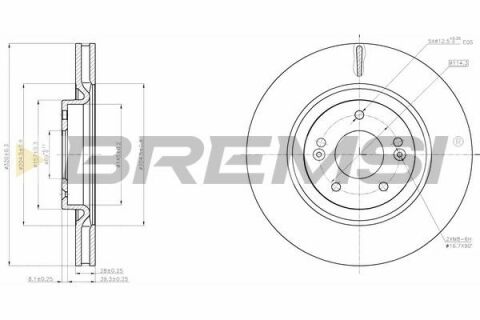 Тормозной диск перед. Hyuindai i40/ix35/KIA Optima 12-(320x28)