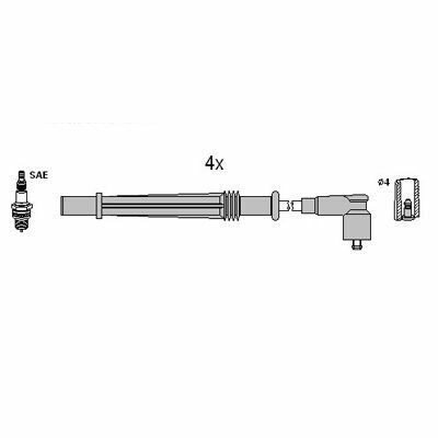 Проводи запалювання Renault Clio/Kangoo II/III 1.2 16V 01- (к-кт) (HÜCO)