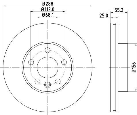 Гальмівний перед. (вентил.) vw sharan 95- ford galaxy seat (288*25)