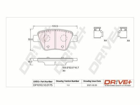 DP1010.10.0175 Drive+ - Гальмівні колодки до дисків