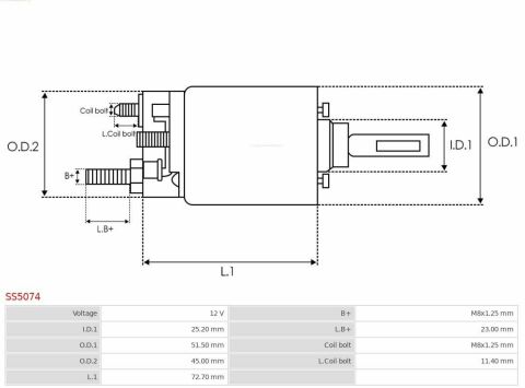 Реле стартера, що втягує (тип MITSUBISHI) (12 V) 1.6 Renault Kangoo II 08-&amp;gt; / Renault Logan I / Renault Sandero I / Renault Duster I