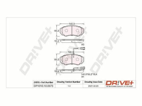 DP1010.10.0873 Drive+ - Гальмівні колодки до дисків