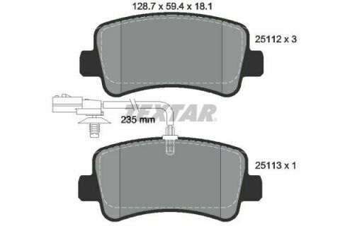 Колодки гальмівні (задні) Renault Master/Opel Movano 10- (Brembo) Q+ (однокатк.)/(з датчиком)