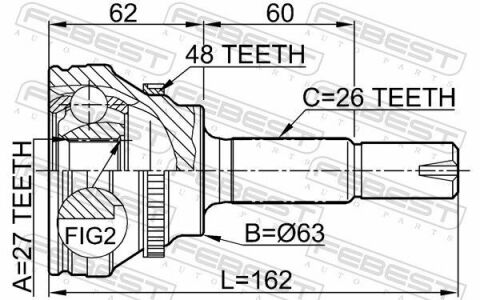 ШРУС наружный 27x63.3x26 TOYOTA RAV 4 Mk II 2.0 4WD 00-05