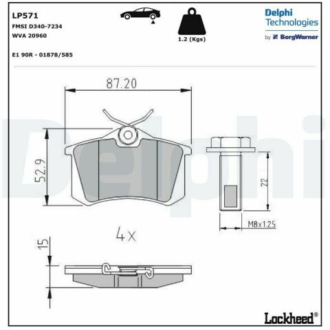 Колодки гальмівні (задні) VW Golf/Passat 83-02/ Peugeot 405 87-96 (TRW)