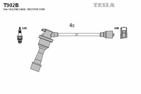 Кабель запалювання к-кт TESLA HY,Kia,Mitsubishi 90-98 1,6