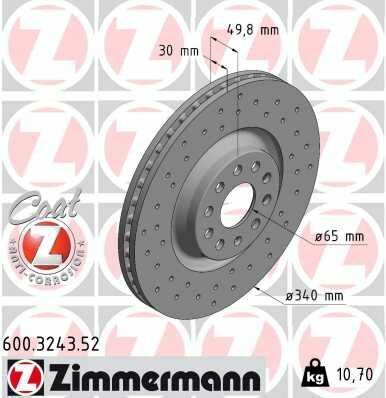 Диск тормозной (передний) Audi A3/Skoda Octavia/VW Golf 13-/Passat 08- (340x30)(отверстие) (вент)