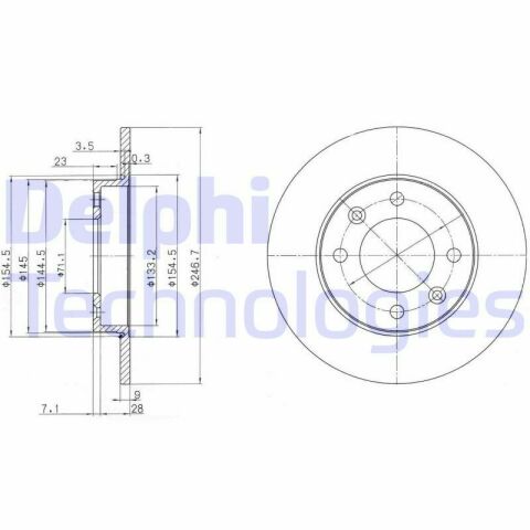 Диск тормозной (задний) (к-кт 2 шт) Citroen Berlingo/Peugeot Partner 96- (247x9) (с покрытием) (полный)