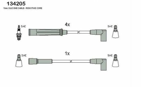 HITACHI OPEL К-кт високовольтних дротів Kadett E 1.3