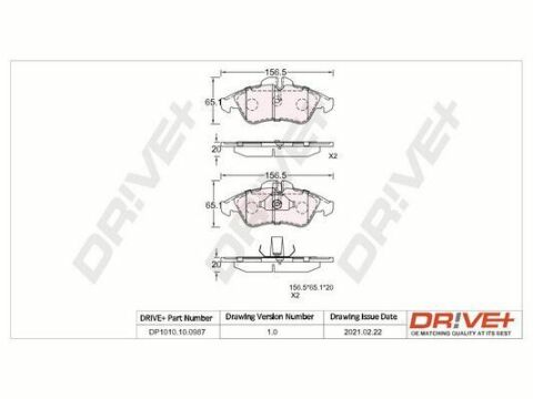 DP1010.10.0987 Drive+ - Тормозные колодки для дисков