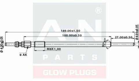 Свічка розжарювання (подвійна спіраль) 11.5V Colt 1.5DI-D, Smart 04- MITSUBISHI