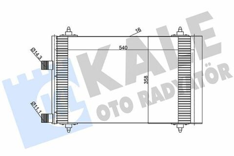 KALE CITROEN Радіатор кондиціонера (без датчика тиску) C4 I, C5 I, Peugeot 307