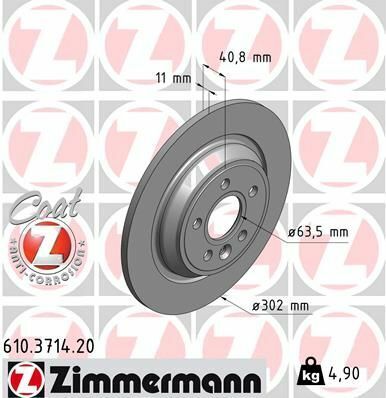 Диск тормозной (задний) Volvo S60/S80/V60/V70 06-18 (302x11) (с укр.)