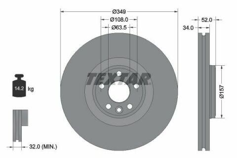 Диск тормозной (передний) Land Rover Discovery/Range Rover Evoque 14-(349x34) PRO+