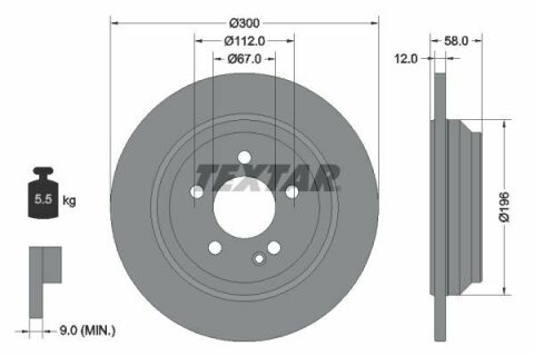 Диск тормозной (задний) MB Vito (W447) 14-(300x12) PRO