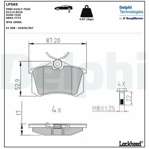 Колодки гальмівні (задні) Audi A4/A6/Skoda SuperB 01-09/Renault Clio 05-14/VW Golf/Passat 84-02