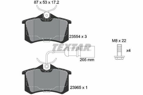 Колодки гальмівні (задні) VW Sharan 95-10/Ford Galaxy 95-06 (87x53x17.2) (Lucas) (з датчиком)