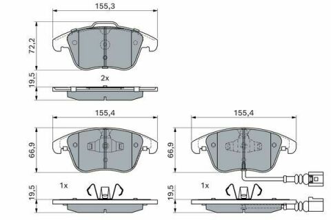 Колодки гальмівні (передні) Audi Q3 11-18/VW Passat Tiguan 07-18/Sharan 10-(+датчик)