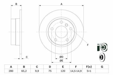 Диск гальмівний (задній) BMW 1 (E81/E87) 04-11 (279.8x10) Диск гальмівний (задній) BMW 1 (E81/E87) 04-11 (279.8x10)