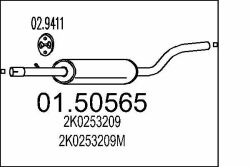 Глушитель VW Caddy III 1.4 04-10 (средняя часть) Глушитель VW Caddy III 1.4 04-10 (средняя часть)