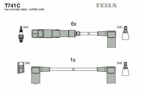 Кабель зажигания к-кт TESLA Mersedes 85-2,6