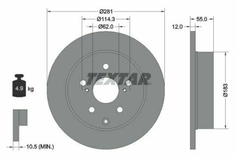 Диск тормозной (задний) Toyota RAV4 05-(281x12) PRO