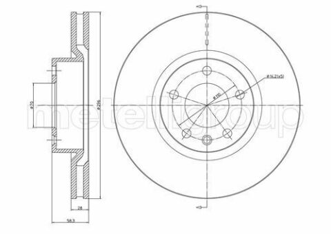 Диск тормозной (передний) Opel Omega A/B 87-03/Senator B 87-93 (296x28) (вентилированный)