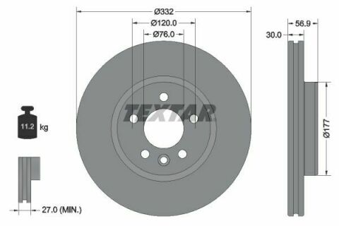 Диск тормозной (передний) VW Amarok 16-(332x30) PRO+