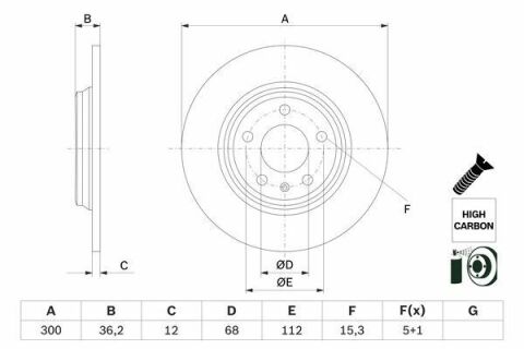 Диск тормозной (задний) Audi A4/A5/A6/A7/Q5 07-(300x12) (с покрытием) (полный)