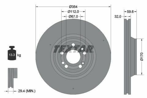 Диск тормозной (передний) MB GLE (V167/C167) 18-(354x32) PRO+