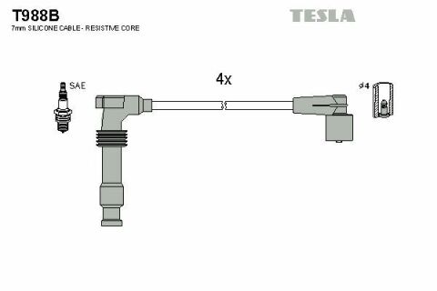 Кабель зажигания к-кт TESLA Opel Frontera A,B 2.2 98-