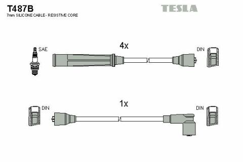 Кабель зажигания к-кт TESLA Mitsubishi Galant 80-87 1,6