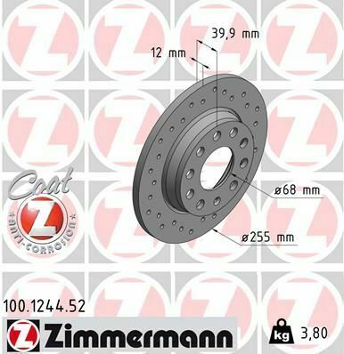 Диск тормозной (задний) Audi A4 00-08 (255x12) (с покрытием) (с отверстием) (полный)