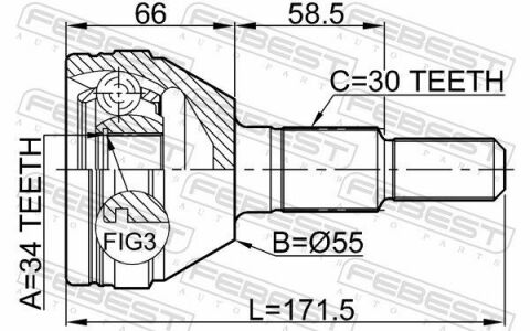 ШРКШ (ШРУС) наружный 34x55x30 CHEVROLET CAPTIVA 07-