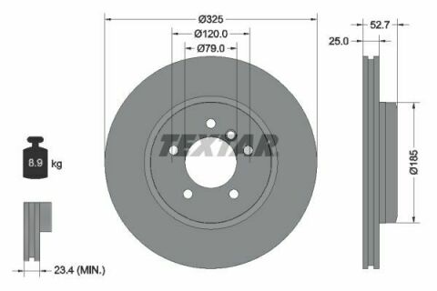 Диск гальмівний (передній) BMW 3 (E46) 99-06 (325x25) PRO+