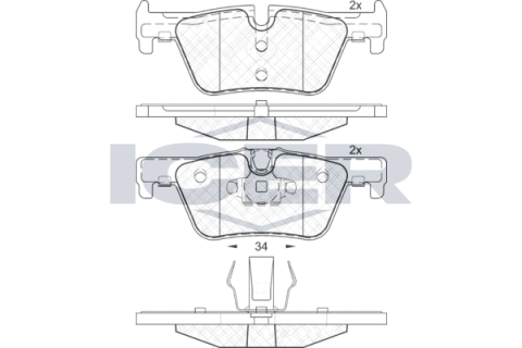 Колодки гальмівні (задні) BMW 1 (F20-21)/2 (F22-23/F27/F45)/3 (F30-31/F34/F80)/4 (F32-33/F36) 11-