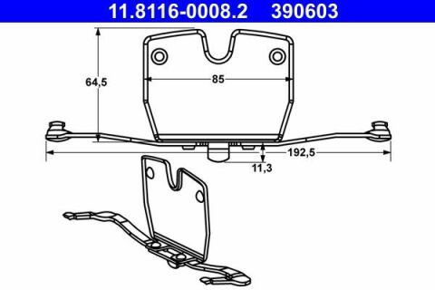 Планка супорта (переднього) прижимна (к-кт) BMW 7(F01-F04)/X5(F15/F85)/X6(E71/F16) 5.0i 08- (ATE)