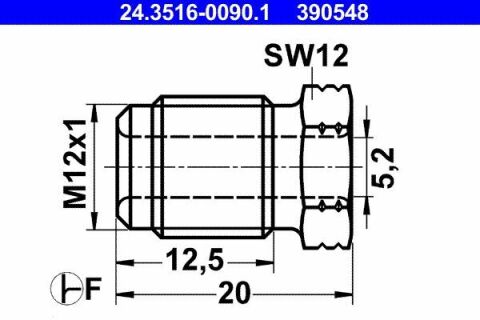 З'єднувач трубки гальмівний (M12x1/12x20/d=5.2)