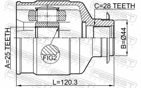 ШРКШ (ШРУС) внутрішній 25x44x28 KIA SPORTAGE III (SL) 2.0 CRDi 10-