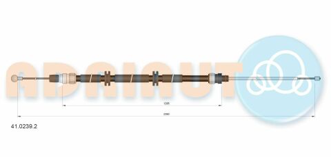 ADRIAUTO RENAULT Трос ручного тормоза Kangoo II (лев/пр.) диск. (дл. база) (2392/1297mm)
