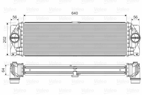 Радіатор інтеркулера MB Sprinter 2.2CDI OM651 09- (640x202x64) d1/d2=56mm