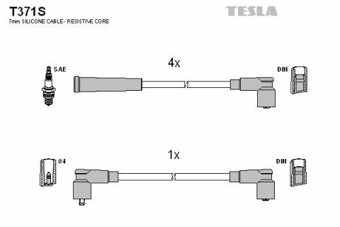 Кабель зажигания к-кт TESLA Skoda 135 Favorit,Forman 1.3i,1.3i monomotronic 01.93 - 09.94