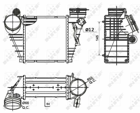 Радиатор интеркулера VW Golf/Bora/Skoda Octavia/Seat Leon 1.9TDI 00-10