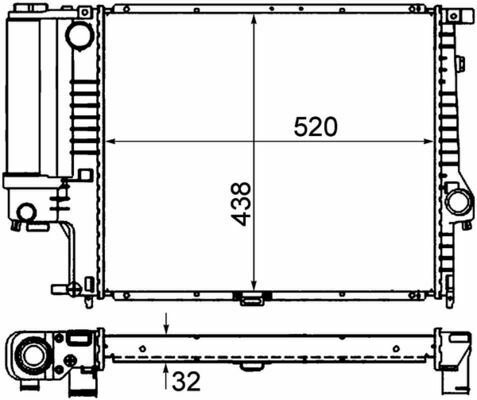 Радиатор охлаждения двигателя BMW 5 E34 2.0/2.5i MT +AC